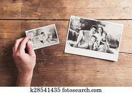Photos on a table
