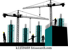 Silhouette of construction site Silhouette of construction site