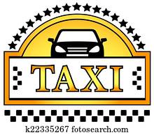 taxi icon with star and car silhouette
