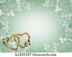Wedding Invitation Gold Hearts