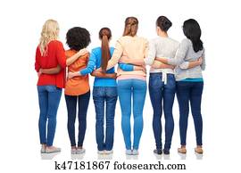 בינלאומי, קבוצה של נשים, לחבק, מ, השקע