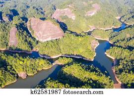 aerial view of danxia landform