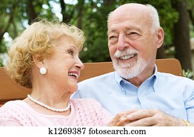 coppie maggiori, -, amore, e, risata