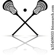 Crossed lacrosse stick and ball Crossed lacrosse stick and ball