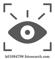 Retina scanner glyph icon, recognition and authentication, eye scan sign, vector graphics, a solid pattern on a white background.