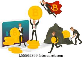 vector, plano, bitcoin, concept.