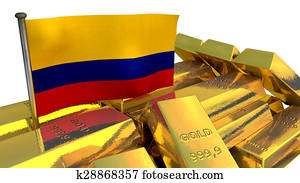 Colombian economy concept with gold bullion Colombian economy concept with gold bullion