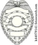 insígnia policial, em branco