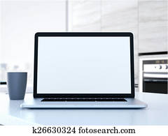 Laptop on the table. 3d rendering Laptop on the table. 3d rendering