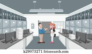 pärchen, arbeiten, büro