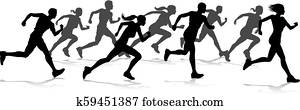 Runners Race Track and Field Silhouettes Runners Race Track and Field Silhouettes