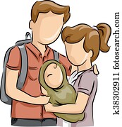 adolescente par, bebé, joven, padres