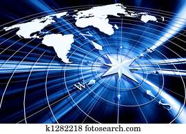 Compass with world map Compass with world map