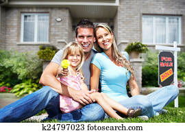 família, perto, novo, house.