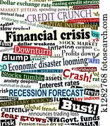 finanziell, krise, schlagzeilen