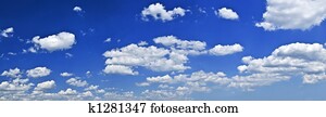 Panoramic blue sky with white clouds