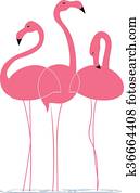 Pink flamingos on a white background