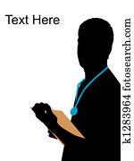 portrait of doctor with writing pad