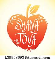 Rosh Hashanah greeting card with apple. Rosh Hashanah greeting card with apple.
