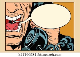 Angry man talking on the phone, comic cloud Angry man talking on the phone, comic cloud