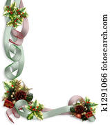 Christmas Border ribbons and holly Christmas Border ribbons and holly