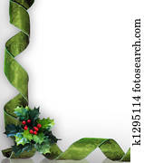 Christmas Holly and ribbons border Christmas Holly and ribbons border