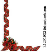 Christmas Ribbons and flowers corne Christmas Ribbons and flowers corne