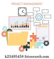 Flat design of project management Flat design of project management
