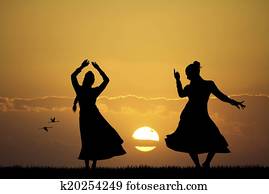 Indian dance at sunset Indian dance at sunset
