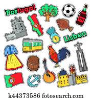 portugal, viagem, elementos, com, arquitetura, para, emblemas, adesivos, prints., vetorial, doodle portugal, viagem, elementos, com, arquitetura, para, emblemas, adesivos, prints., vetorial, doodle