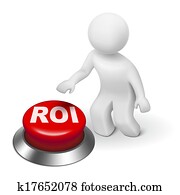 3d man with roi (return on investment) button