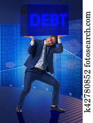 Businessman in debt business concept