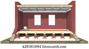 Cross section of brick house