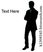 ficar, homem negócios, com, mãos dobradas