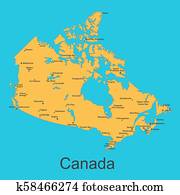 地図 の カナダ で 都市 上に A 青い背景 ベクトル イラスト クリップアート 切り張り イラスト 絵画 集 K Fotosearch