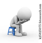 3d, traurig, deprimiert, person