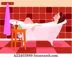 Beautiful girl taking a bath