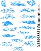 Blue breaking ocean waves