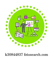 Concept of Financial Analysis Icon Flat