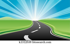 estrada, para, a, amanhecer