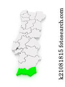 mapa, de, faro., portugal.