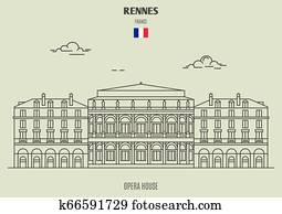 Opera House in Rennes, France. Landmark icon Opera House in Rennes, France. Landmark icon