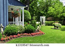 חצר של חזית, של, a, דיר