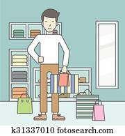 人, 在, 衣服, store.