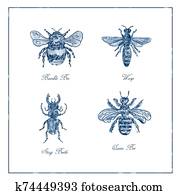 Bumble Bee, Wasp, Stag Beetle and Queen Bee Vintage Collection Bumble Bee, Wasp, Stag Beetle and Queen Bee Vintage Collection