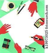 Business meeting background with hands, vector