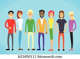 Diverse Mix Race Group People Casual Man and Woman Students 