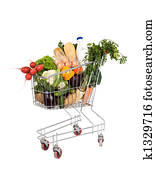 Groceries in shopping cart Groceries in shopping cart