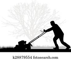 mowing homem, gramado