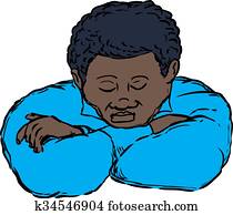 Sleeping man resting on arms